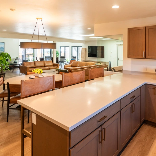Kitchen counter at the landing our residential treatment center