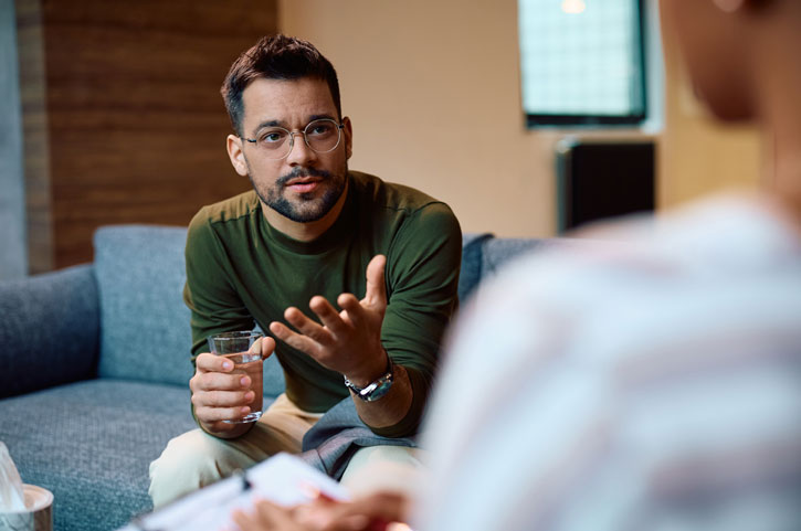 man learning about Jaywalker's Drug and Alcohol Partial Hospitalization Program